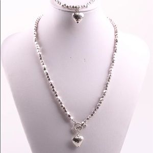 (FINAL PRICE) Square Beads Hammered Heart And Bracelet